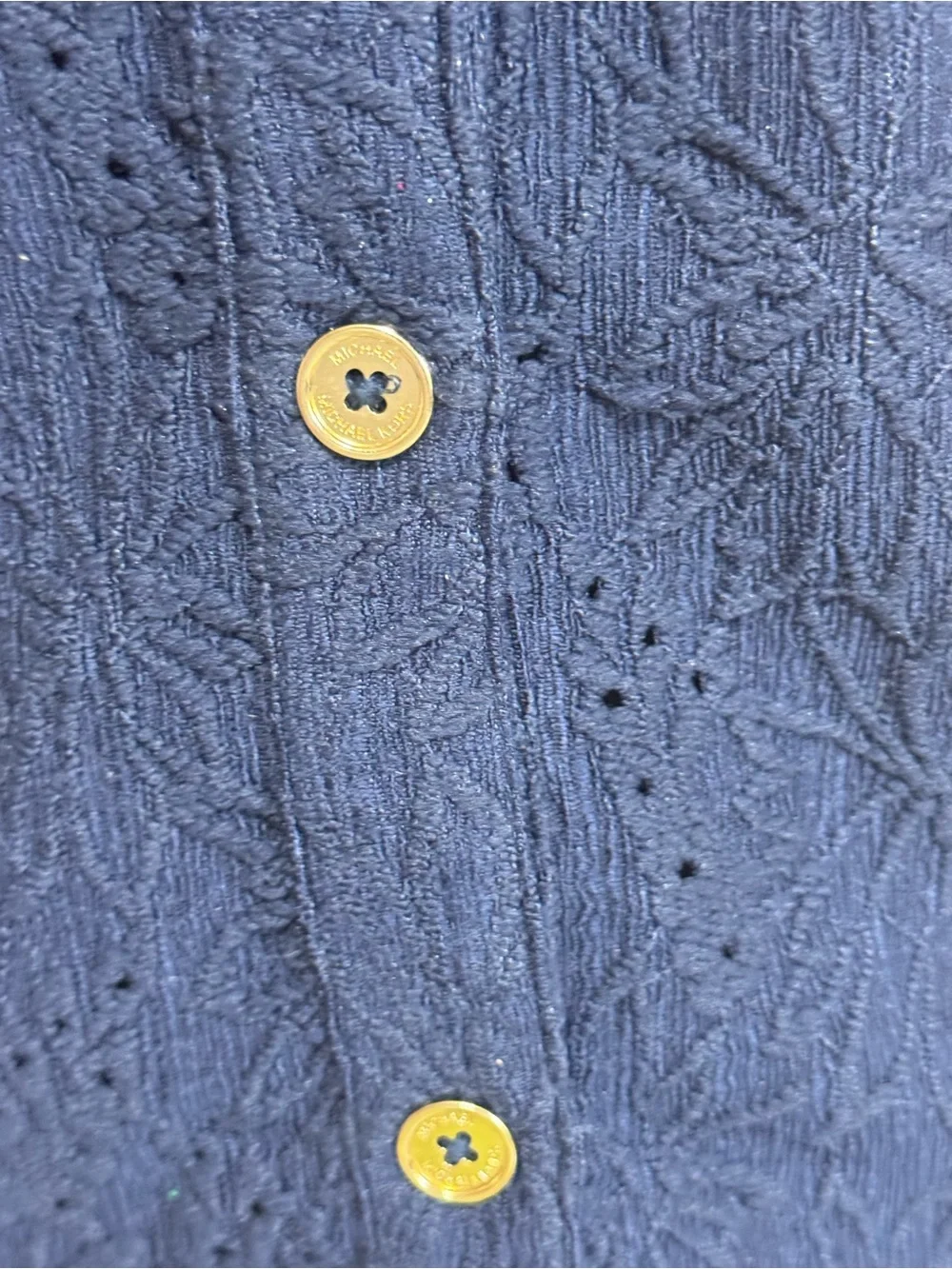 Michael Kors Navy Floral Jacquard Button-Front Top